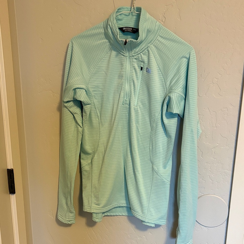 Outdoor Research Light Aqua Half-Zip Micro Grid Fleece Pullover - Medium M